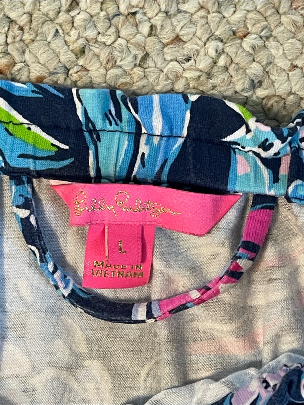 Lilly Pulitzer Navy Floral Off-Shoulder Jumpsuit with Pink & Light Blue Accents - Picture 2 of 10